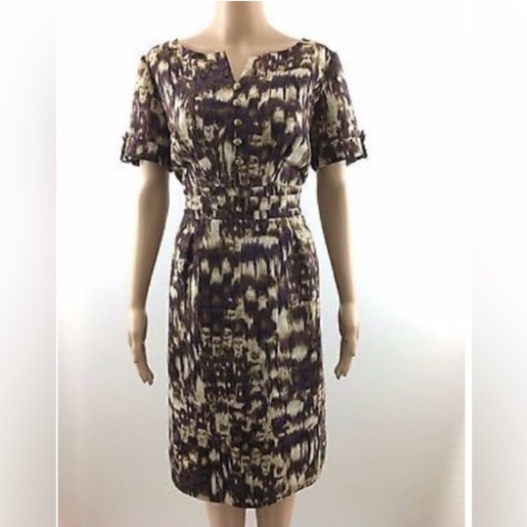 Alex Marie Dresses & Skirts - NWT Alex Marie women’s tailored sheath dress ikat print in plum and camel 16W